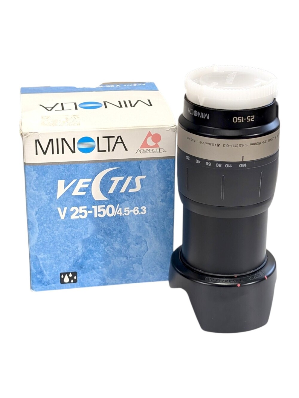 Minolta Vectis V Lens 25-150mm F4-6.3 APS-C Film Hood Box Clean